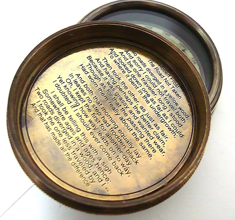 THOR INSTRUMENTS Robert Frost Poem Compass-Pocket Compass w Leather Case Rustic Vintage Home Decor Gifts - Image 2